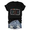 Summer Casual V-neck Comfortable Short Sleeved Speech Printed Women's T-shirts