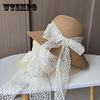 Lace Bow Straw Woven Fisherman's Hat Women Summer Travel Sun Protection Sun Hat Seaside Beach Hat Straw Hat