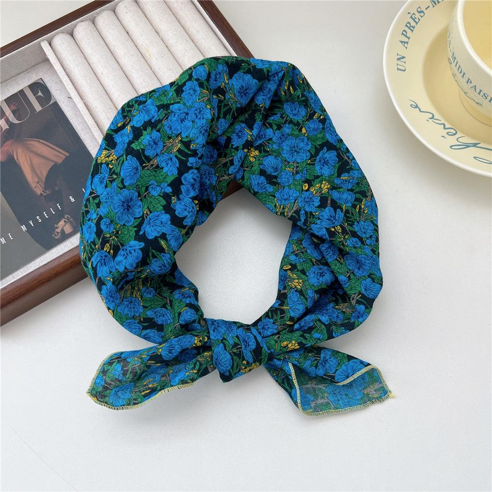Маленький квадратный шарф из хлопка и льна, шелковый шарф, женский, весна и осень, новый стиль, художественный и универсальный, модный, темпераментный шарф-повязка на голову