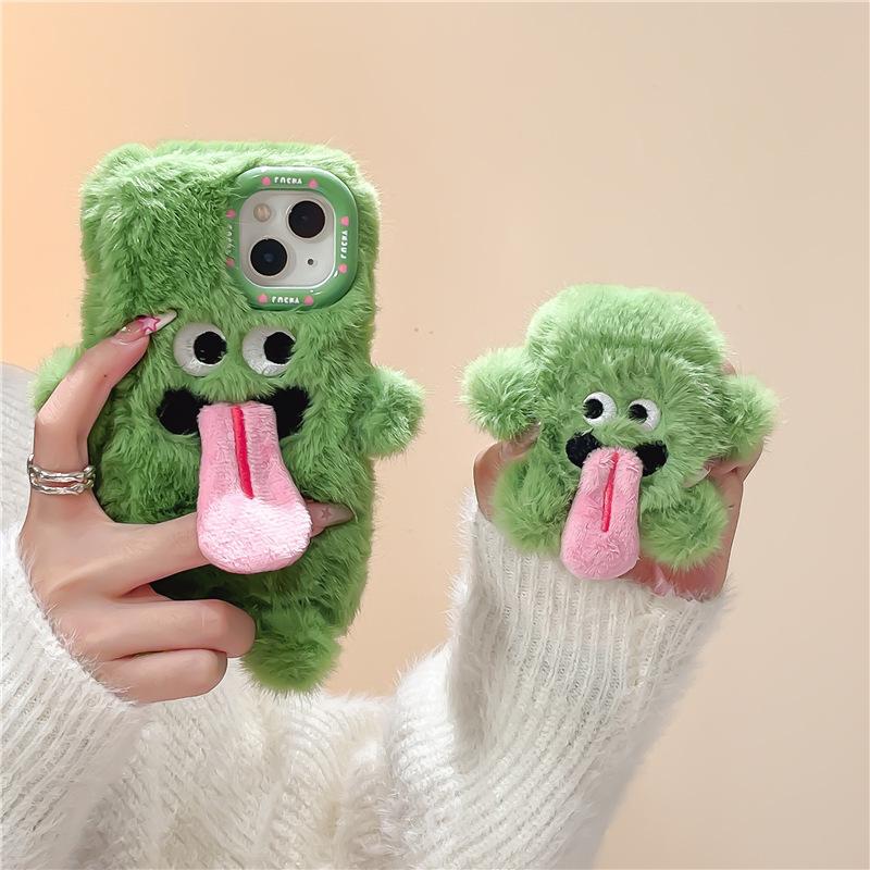 Милый плюшевый магнитный чехол для наушников Little Monster с высовывающимся языком для AirPods 1/2 3 AirPods Pro 2, устойчивый к падениям чехол для наушников