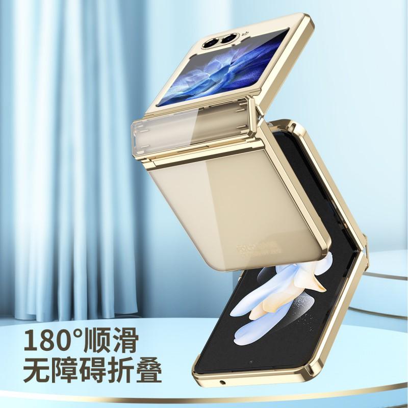 Z Flip 7/6/5/4/3 Case Clear Hinge Protective Cover Shockproof Anti-fall Electroplated Phone Shell
