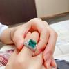 Роскошное кольцо с изумрудом и бриллиантовой микро-инкрустацией для женщин - Элегантное, Модное украшение на указательный палец