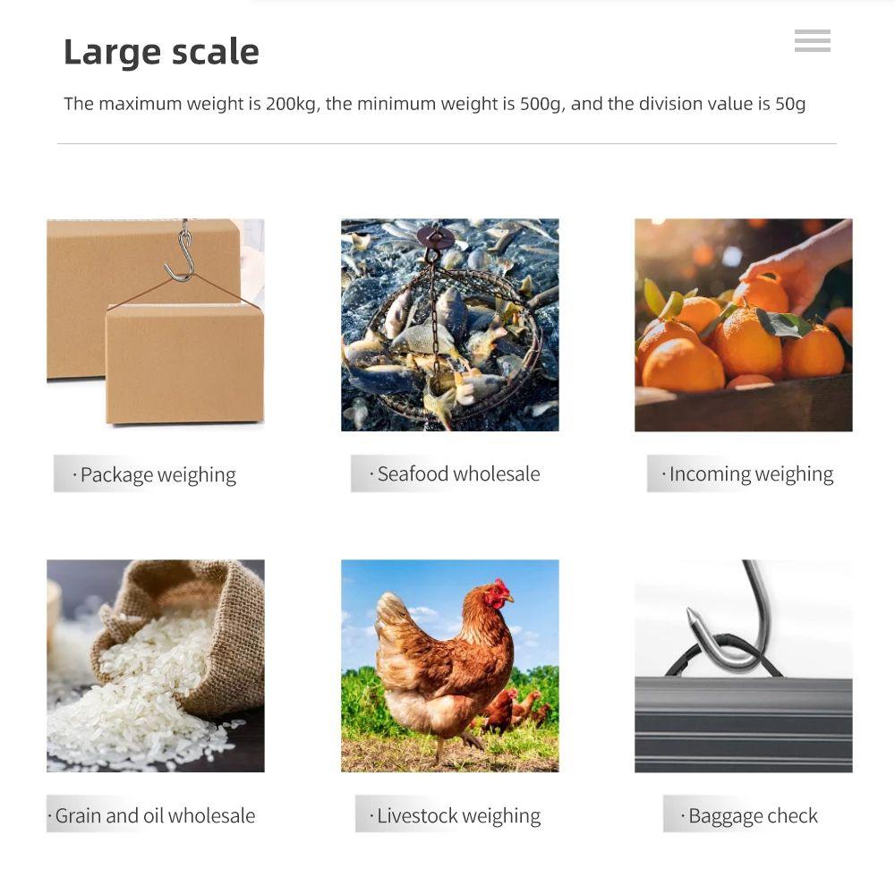 Подвесные весы-крюк из нержавеющей стали 200 кг Электронные весы Крановые весы ЖК-дисплей Цифровые весы