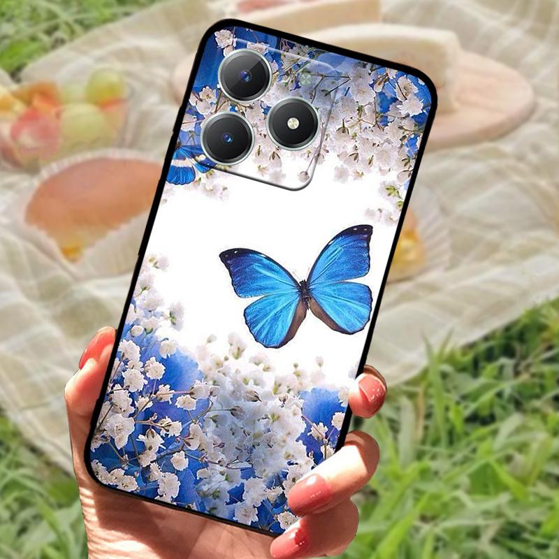 Для Realme C61 4G Чехол Модный Мультяшный Черный Силиконовый Мягкий ТПУ Задняя Крышка Для Oppo Realme C63 Защитные Fundas Coque Чехлы