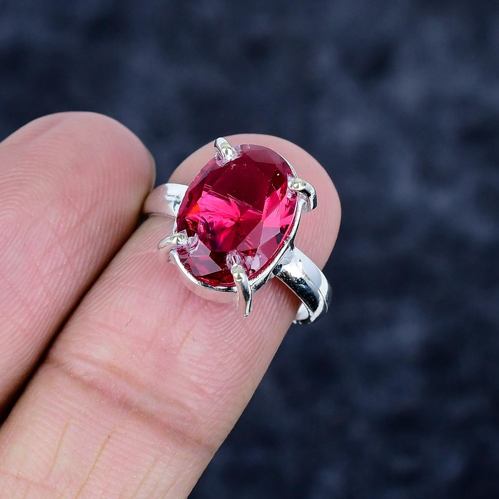 Mozambique Garnet Gemstone 925 Sterling Silver Jewelry Ring Size Adjustable MM-3430