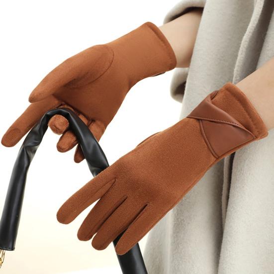 Женские замшевые зимние перчатки с сенсорным экраном, термоперчатки с плюшевой подкладкой, теплые перчатки для путешествий, поездок на работу, вождения, свиданий