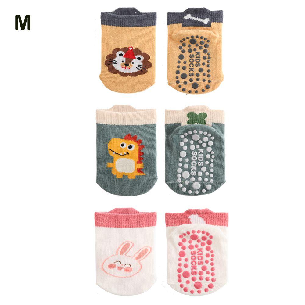 3 Pairs/Set Cartoon Animal Pattern Floor Socks Breathable Kids Step Socks Kids Cotton Socks