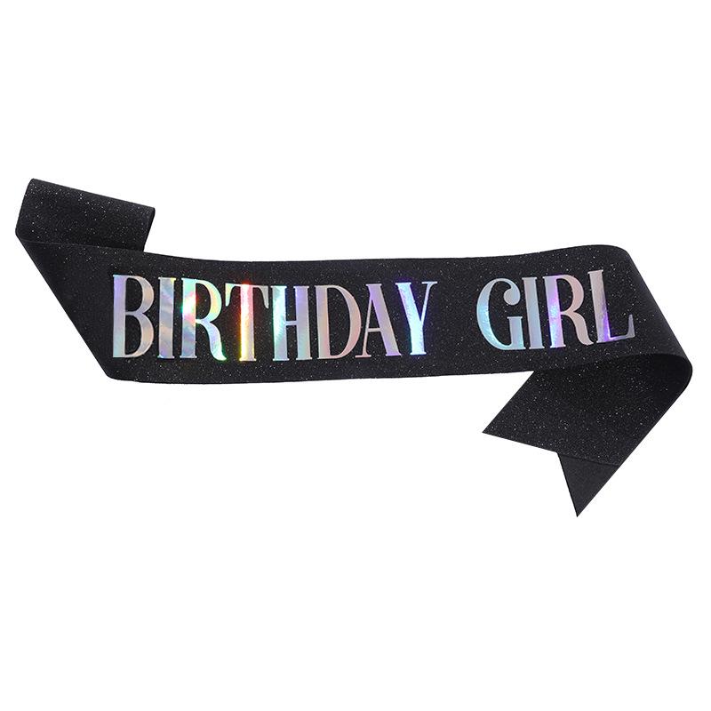 Блестящий пояс для именинницы с нетканым плечевым ремнем