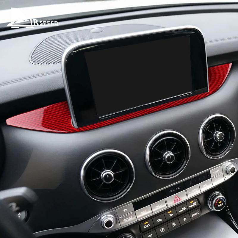 for Kia Stinger      LHD RHD Real Soft Carbon Fiber Car Central Navigation Screen Sticker Trim Accessories