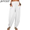 BITCED Women's Fashion Casual Solid Color Print Pants & Capris