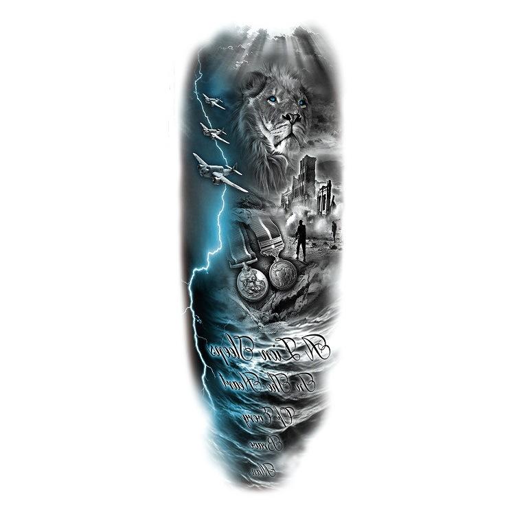 Полная рука Цветок Рука Большой Узор Ветер Лев Волк Сексуальная Имитация Татуировки Водная Переводная Татуировка Наклейка