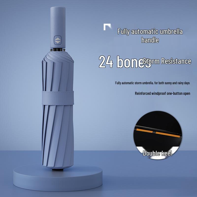 Полностью автоматический трехслойный зонт с черным клеем и защитой от УФ-лучей с логотипом для дождя или солнца