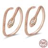 2pcs 925 Sterling Silver Ring Adjustable Retro Textures Spirit Snake Rings Platinum Gold Plated Zircon Fashion Jewelry Loop Gift