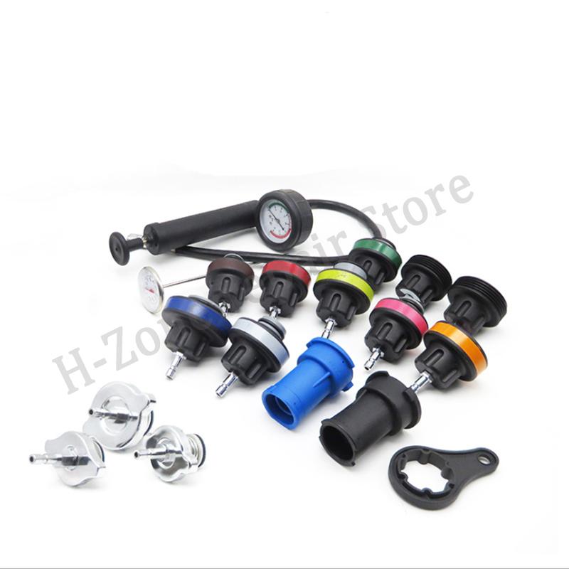Universal 18pcs Radiator Leak Detector Car Cooling System Tester Auto Repairing Pressure Gauge Kit Car Repairing Tool PortableGood product