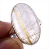 Natural Golden Rutile Gemstone 925 Solid Sterling Silver Jewelry Ring S.8 A4c11