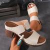 Fashion Women Summer Lightweight Hollow Sandals High Heels New Dress Chunky Open Toe Slippers Female  Casual Slingback Slides Shoes