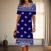 Women's Fashion Graceful Retro Print Summer Spring Short Sleeve O-Neck Casual Dresses