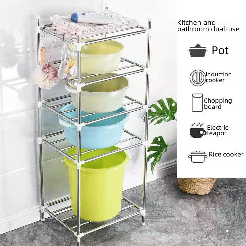 Многоуровневая напольная подставка для кастрюль и раковин из нержавеющей стали — простая установка