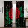 Luxury Romantic Red Rose Flowers Girl Cheap Window Curtains Drapes for Kids Bedroom Living Room Kitchen Door Home Decor 2Pieces
