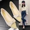 2024 Осень Новые остроносые туфли на плоской подошве с мелким вырезом для женщин Модные удобные женские туфли с бантом на мягкой подошве Zapatos De Mujer