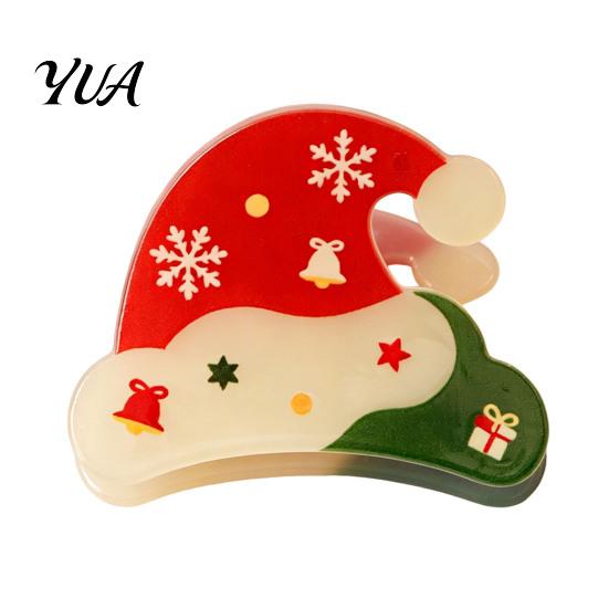Decorative Winter Hair Barrettes Christmas Cartoon Claw Clip, Cute Holiday Clip for Women, Non-slip Shark Clips Women Strong Hold Acrylic Accessories