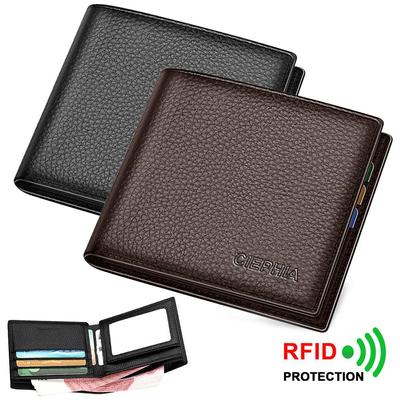 Мужские кошельки из натуральной кожи с RFID-блокировкой, короткий тонкий верхний слой из воловьей кожи, кошелек с несколькими держателями для карт, сумки для денег, подарок для него
