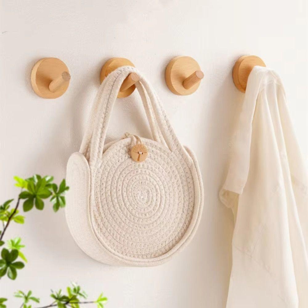 4pcs Beech Walnut Wood Hanging Hanger Solid Wood Wall Hook Decor Hook Towel Hook Bedroom Storage