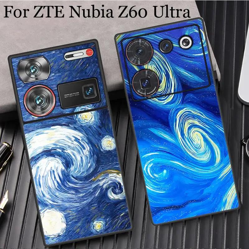 Capa For ZTE Nubia Z60 Ultra Starry Night Moon Leather Phone Case For Nubia Z50S Pro Soft Silicone Bumper Phone Cover For Nubia Z60 Z50 Ultra Fundas