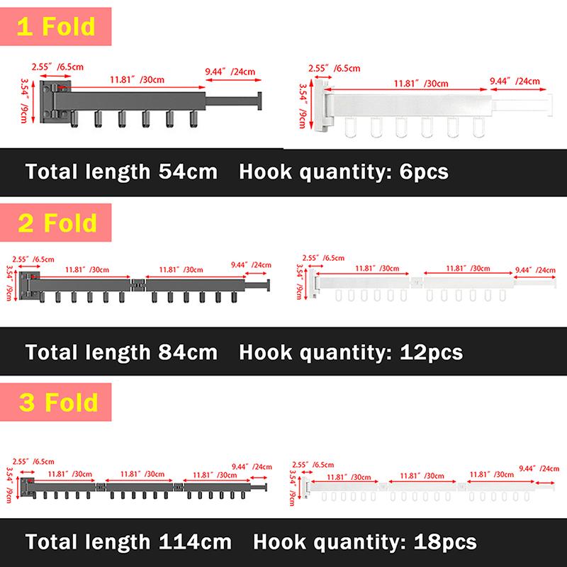 Household Folding Clothes Hanger Aluminum Alloy Wall Mount Retractable Clothes Rack for Indoor Outdoor Space Saving