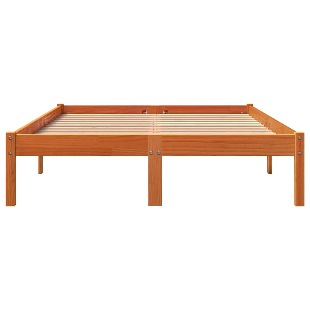 Solid Wood Bed without Mattress Wax Brown 140x200 cm Pine Wood