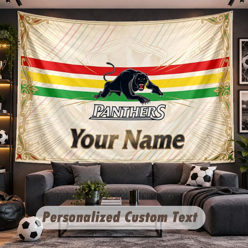 Wall Hanging Tapestry Custom NamePenrith Panthers Pattern Personalized Printed Fabric Wall Decor