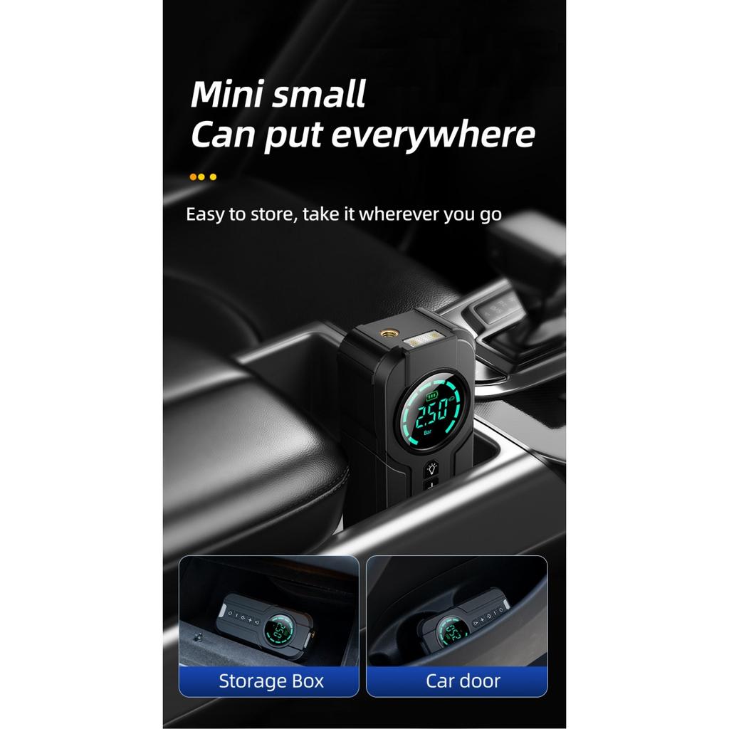 Portable Car Pump Tire Inflator Portable Inflatable Pump Bicycle Motorcycle Mini Digital Display Car Pump