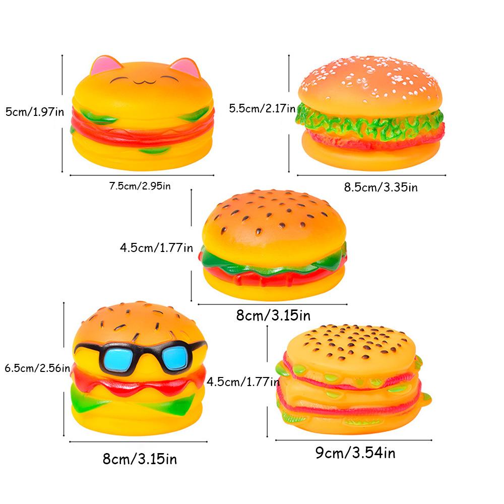 Squeaky Hamburger Dog Toy - Chew Toy for Teeth Cleaning & Molar Care, Interactive Squeaking Pet Toy,
