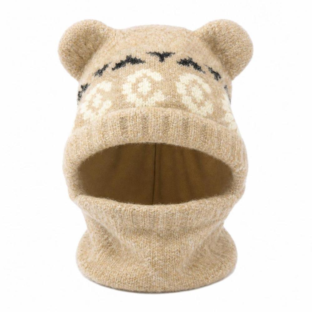 Cold-proof Bear Ears Knit Hat Slouchy Plush Beanie Cap Soft Ear Protection Hat Cold Weather