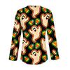 Women's Casual Fashion Sexy Comfort Halloween Printed V-Neck Button Long Sleeve