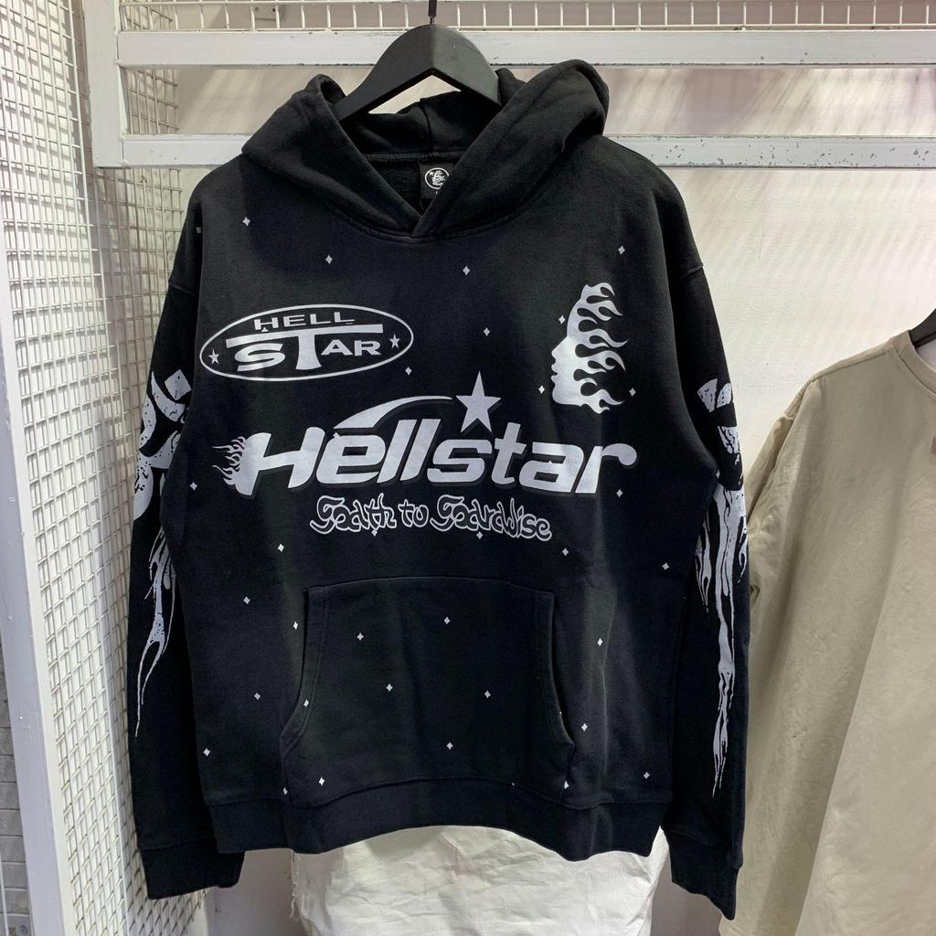 Hellstar Distressed Retro Loose Zipper Pure Cotton Hoodie - American Hip Hop Style