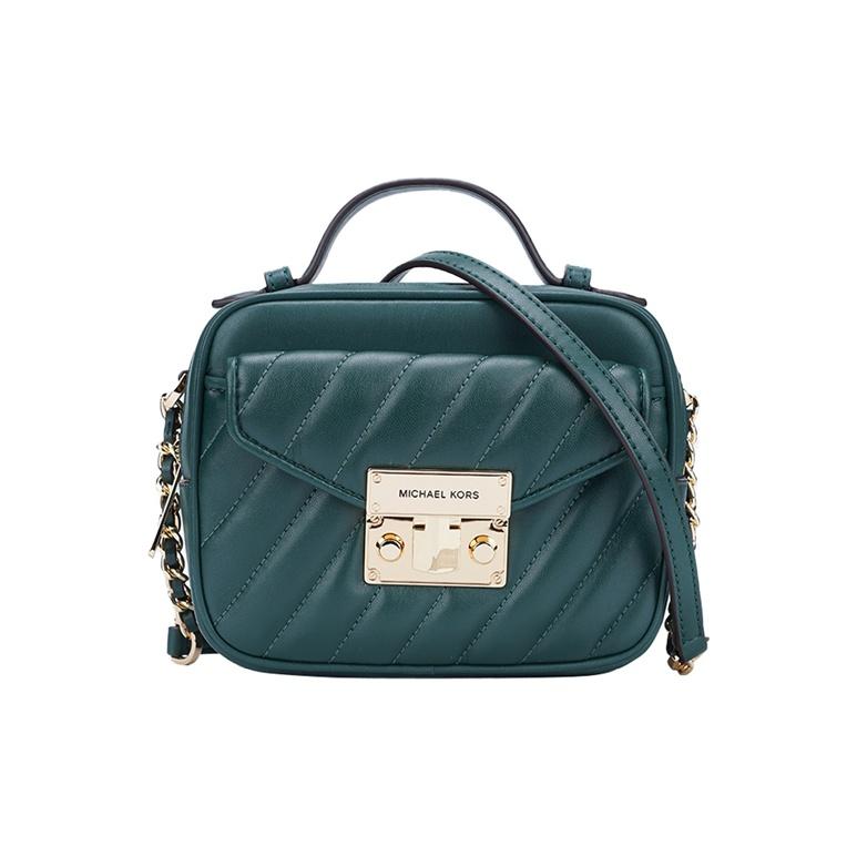 Michael Kors MK Rose Commuter Винтажная Сумка-Клатч из Кожи с Логотипом Сумка для Камеры Женская Сумка на Плечо Темно-Зеленая 35F1GX0C5U-RACING-GREEN