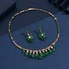 3 предмета Женский модный цирконовый зеленый кулон-капля воды, серьги и цирконовый набор, Подходит для свадьбы, вечеринки и фестивальных подарков