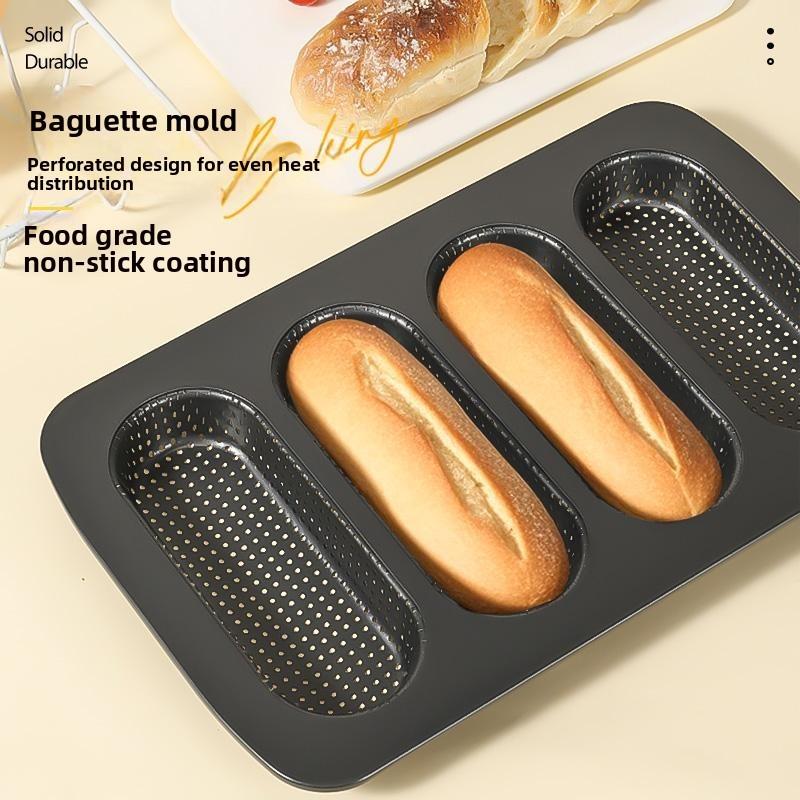 French Style Nonstick Bakery Mold With Punctured Loaf And Hot Dog Buns For Home Baking