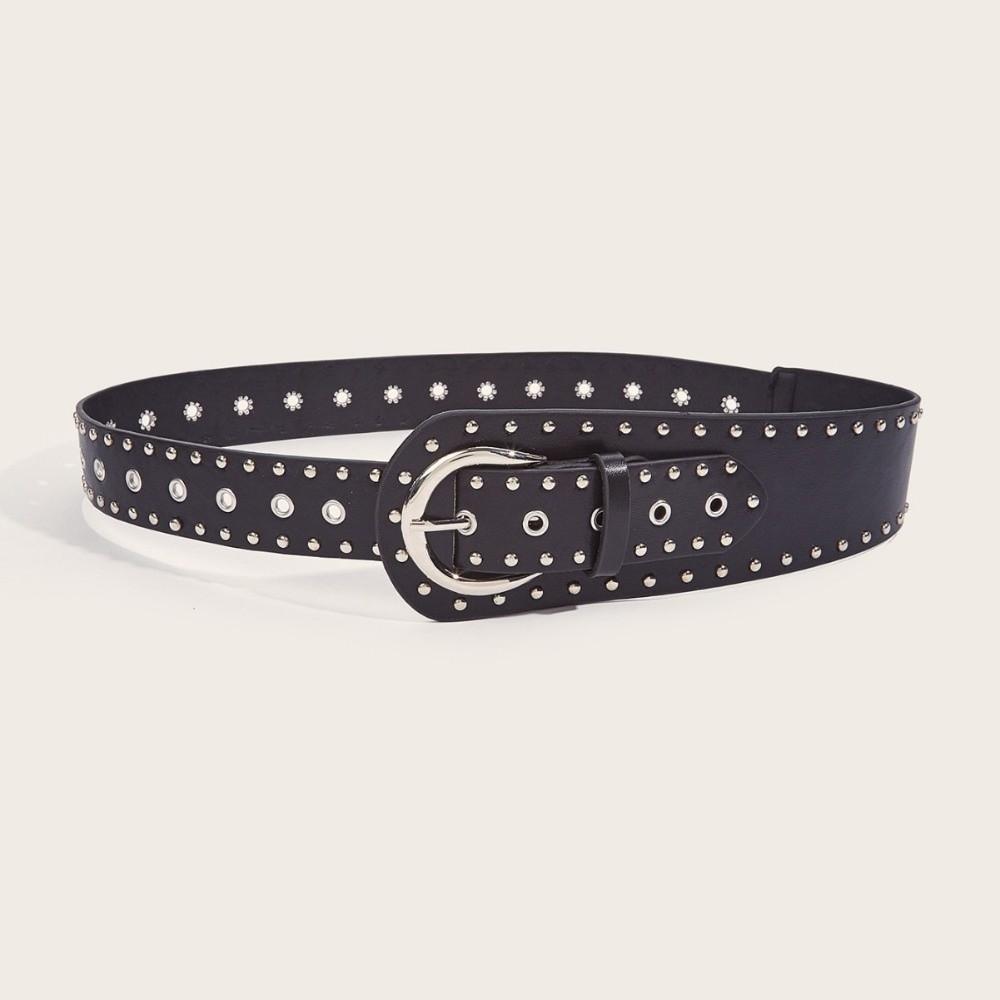 PU Leather Women's Waist Belt Vintage Dress Jeans Waistband Rivet Leather Belt Waist Decoration
