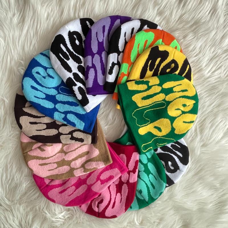 Hot Sell Customized Adult Fashion Printing Soft Winter Hat Knitted With Letters for Men and Women