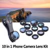 APEXEL 10 In 1 Phone Camera Lens Kit with 0.63X Wide Angle + 15X Macro + 198 Degrees Fisheye + 2X Telephoto