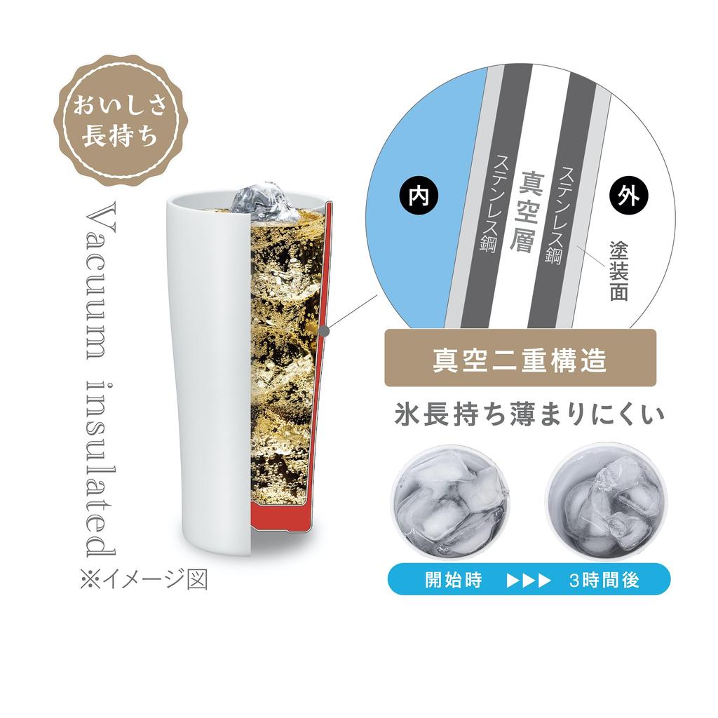 Kakusee Tumbler Charcoal 450ml Double Vacuum Wall Heat Retention Cold Retention Slim Type Ceramic Coating Easy to Wash Ceraco CE-01C