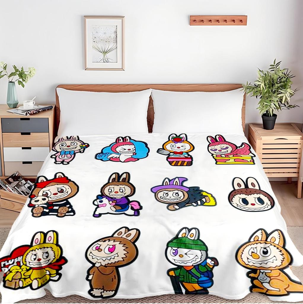1PC Pop Cartoon Actor Elf Pattern Soft Throw Thin Blanket Gifts for Couch Bed Car Home Camping For Cartoon Lovers All Season Use