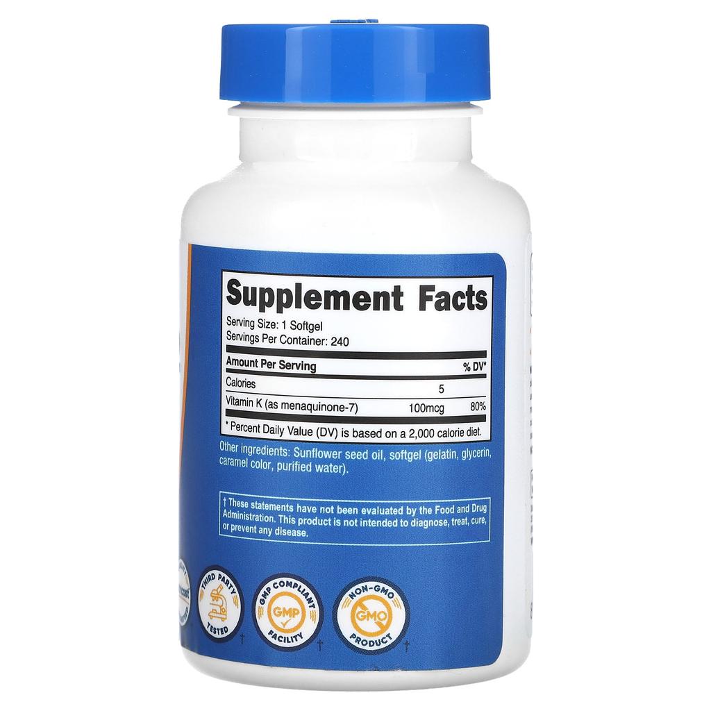 Nutricost Vitamin K2, 100mcg, 240 Softgels