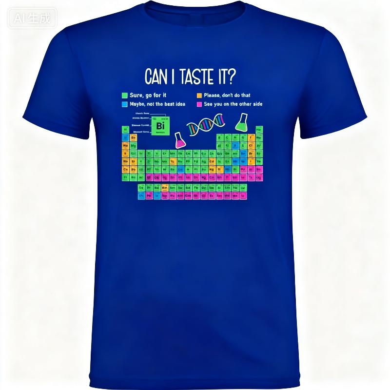 2025 Summer Can I Lick It Periodic Table Chart Science Teacher Cool Funny Meme 100 Pure Cotton Printed Tshirt for Men Tops Y2k