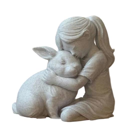 Фигурка Девочки и Кролика, 3D-печатная статуэтка Девочки, обнимающей Кролика, Маленькое Милое Животное, Украшение для Гостиной, Стола, Шкафа