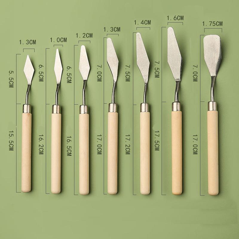 Art Spatula Soft Paint Spatula Oil Painting Spatula Wooden Handle Palette Knife Set Gouache Painting Spatula