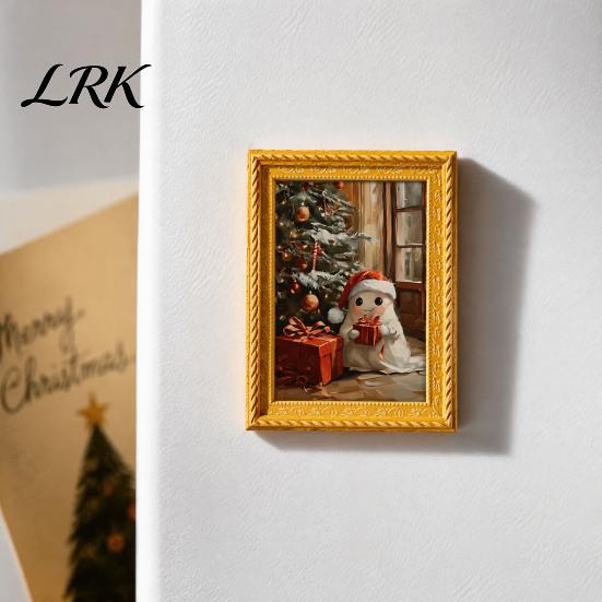 Магниты для крепления фото на холодильник, Маленькая фоторамка на холодильник, Магнитное украшение в виде смешного призрака, Винтажное сезонное украшение, Мини-золотая рамка для холодильника