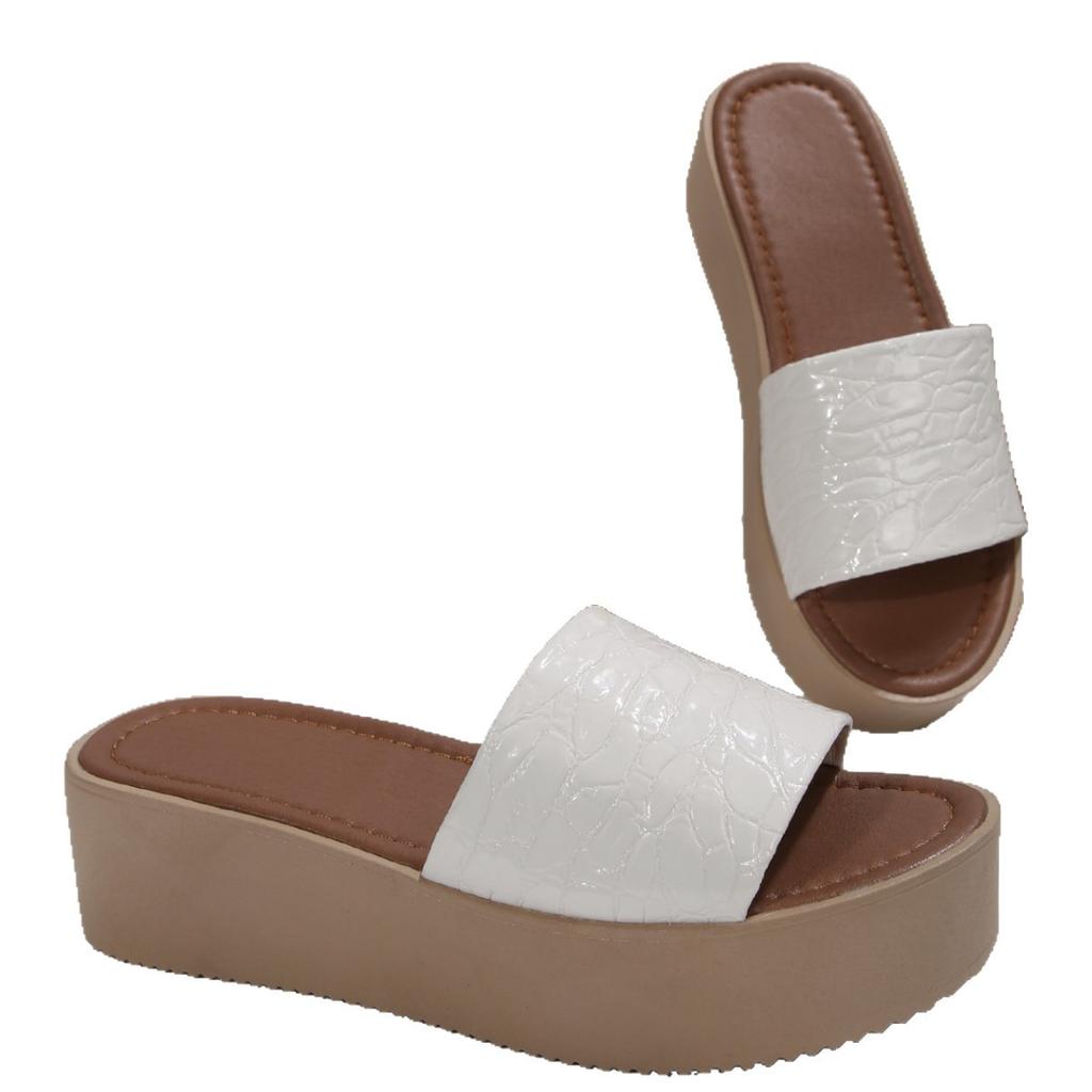 High-heeled Thick-soled Cool Slippers 2025 New Fashion Summer Round Head Shoe Head Large Size One-word Drag